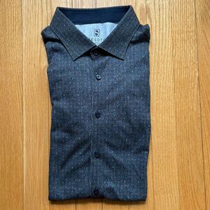 Desoto Men’s Long Sleeve Button Down Shirt Large Blue Green Unique Pattern